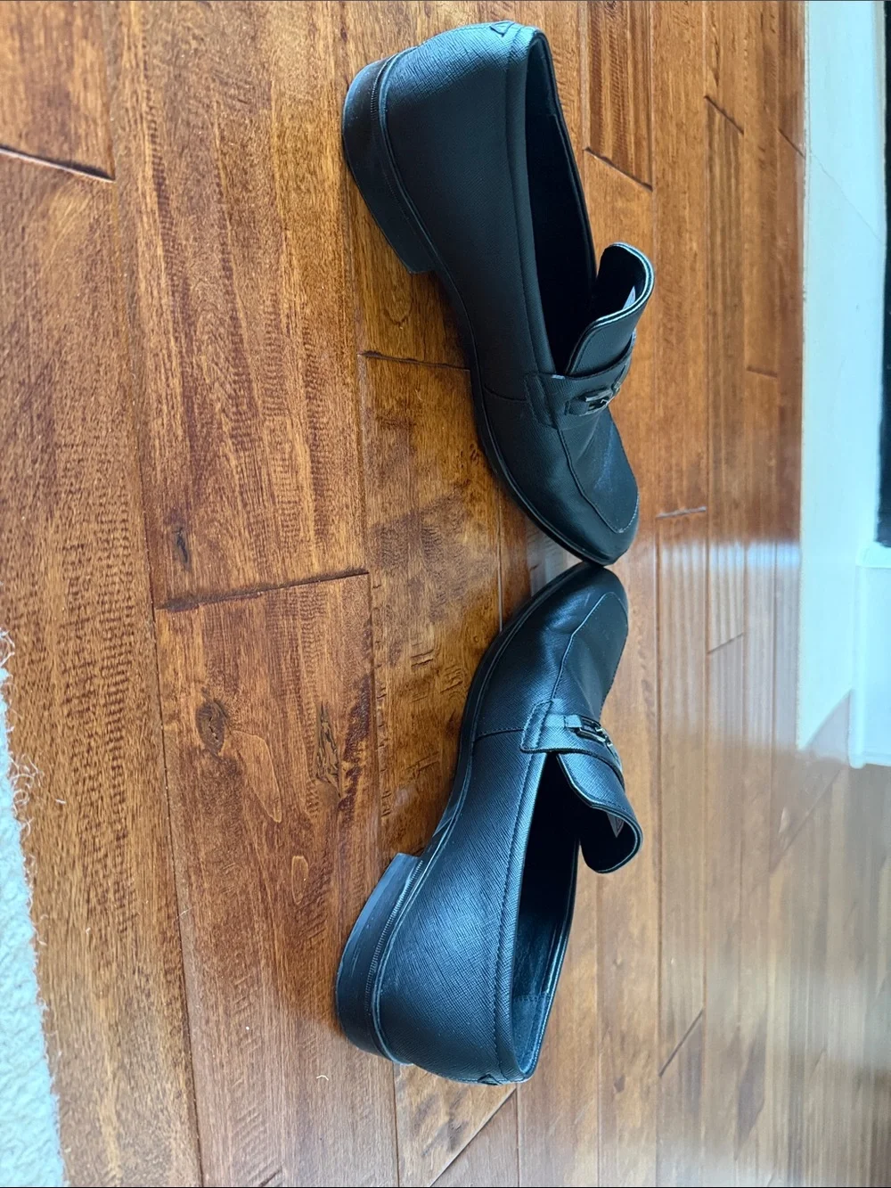 Guess Black Men's Leather Slip-On Loafers with Gunmetal Chain